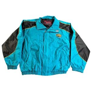 Vintage Jeff Hamilton Jacksonville Jaguars Jacket Mens 2XL Teal Black 90s Nylon